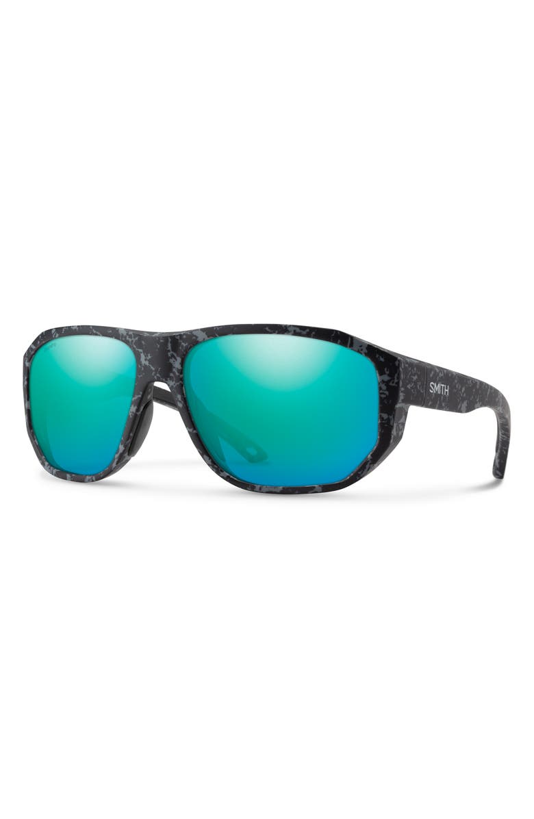 Smith Outrigger 61mm ChromaPop<sup>™</sup> Polarized Sunglasses, Alternate, color, Matte Ash Marble / Opal Mirror