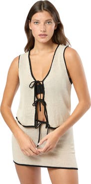Onia Linen Knit Tie Front Tank Top