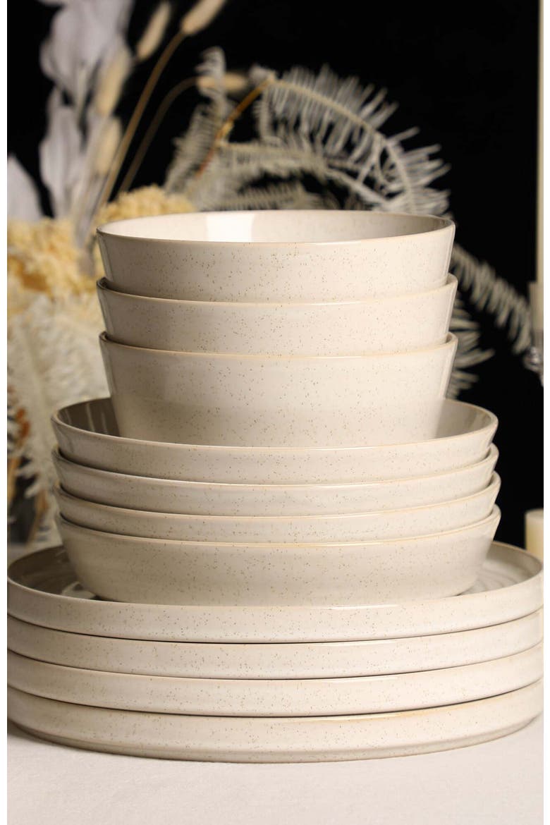 Claire Stoneware 12-Piece Dinnerware Set, Alternate, color, White