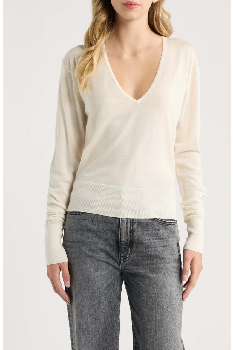 Micah V-Neck Sweater, Main, color, CREAM