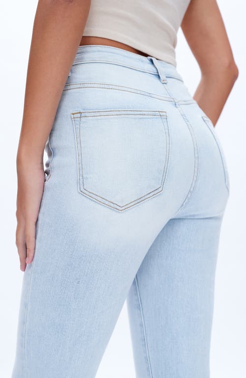 Bayeas High Waist Fray Hem Ankle Flare Jeans In Blue