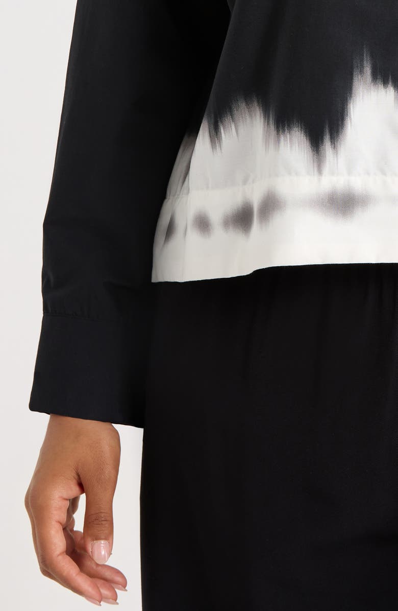 Halogen<sup>®</sup> Stripe Crop Cotton Poplin Button-Up Shirt, Alternate, color, Rich Black