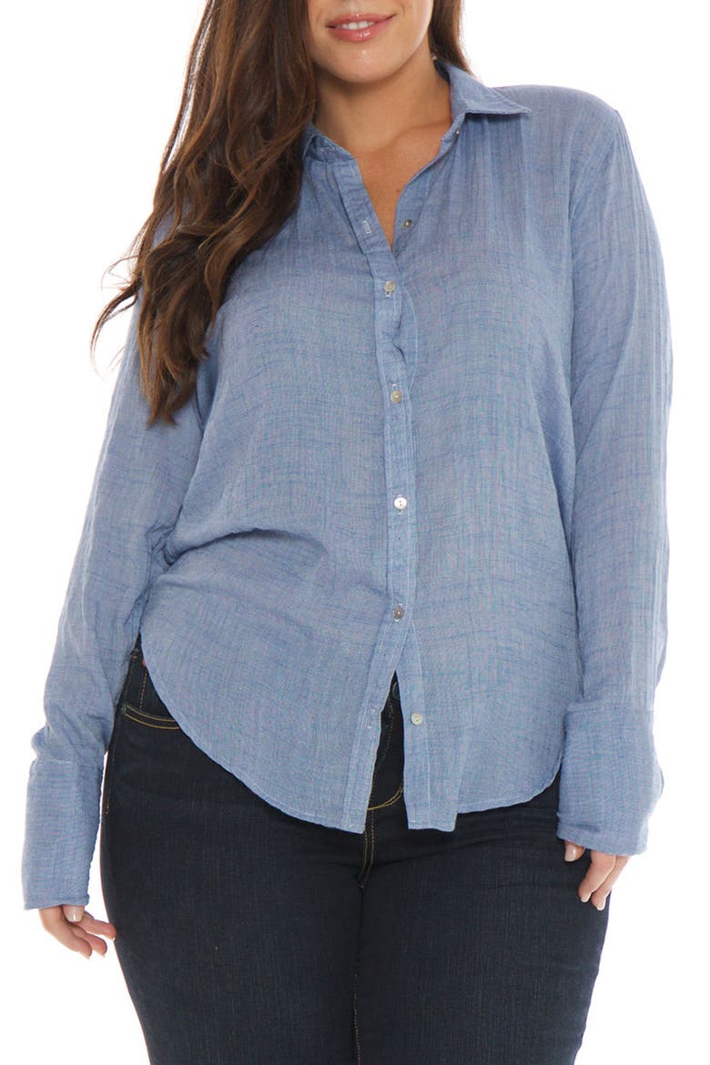 Collared Long Sleeve Shirt, Main, color, CHAMBRAY