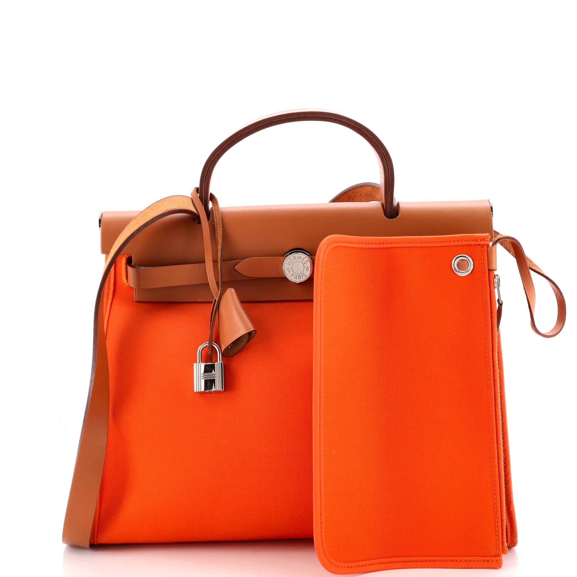 Herbag Zip Leather and Toile 31, Alternate, color, Orange