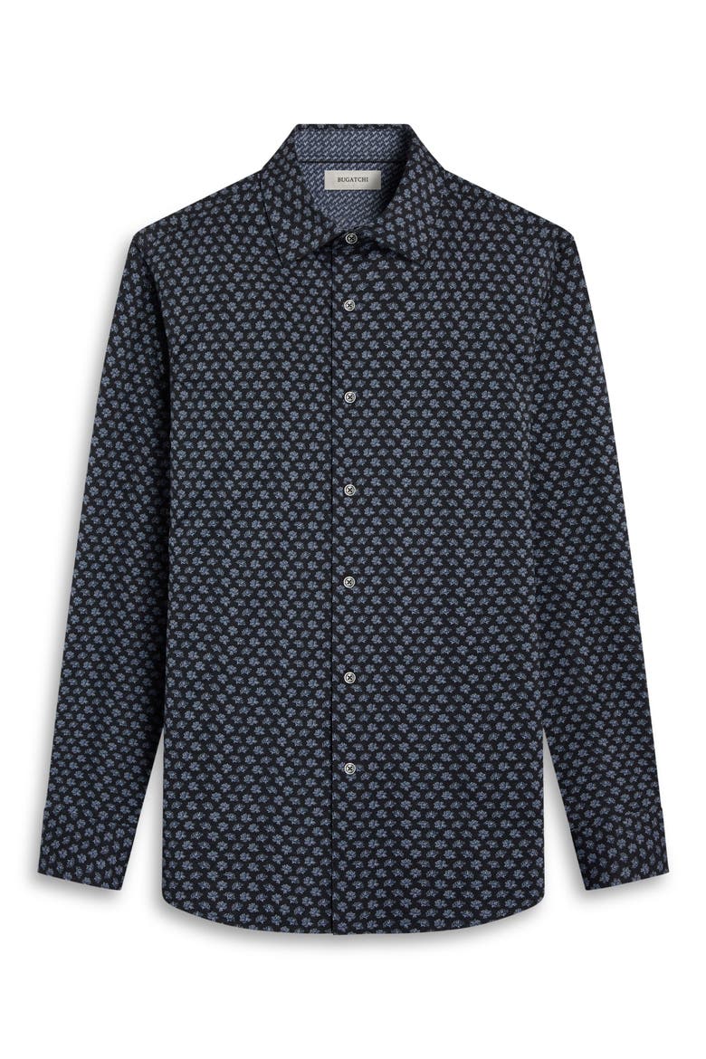 Jimmy OoohCotton® Floral & Chevron Print Button-Up Shirt, Alternate, color, ANTHRACITE
