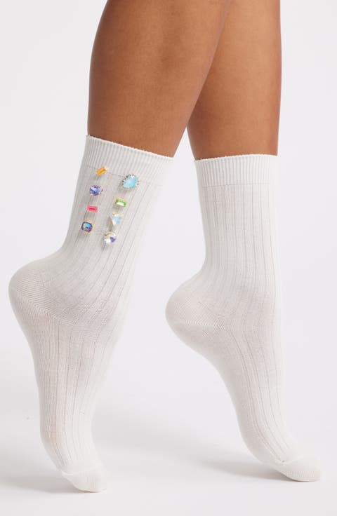 Be Jeweled Crystal Embellished Socks