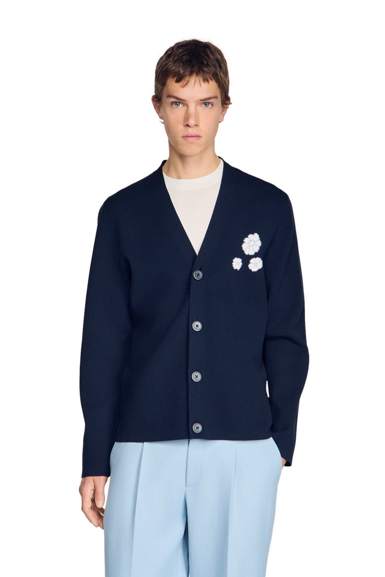 Cardigan with floral pattern, Alternate, color, Midnight blue