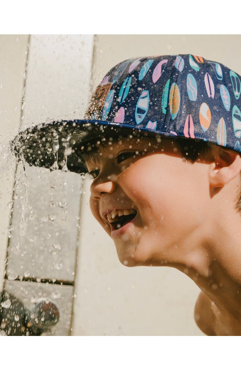 Deux par Deux Flat Brim Surfboard Print Cap, Alternate, color, Blue Printed Surfboards