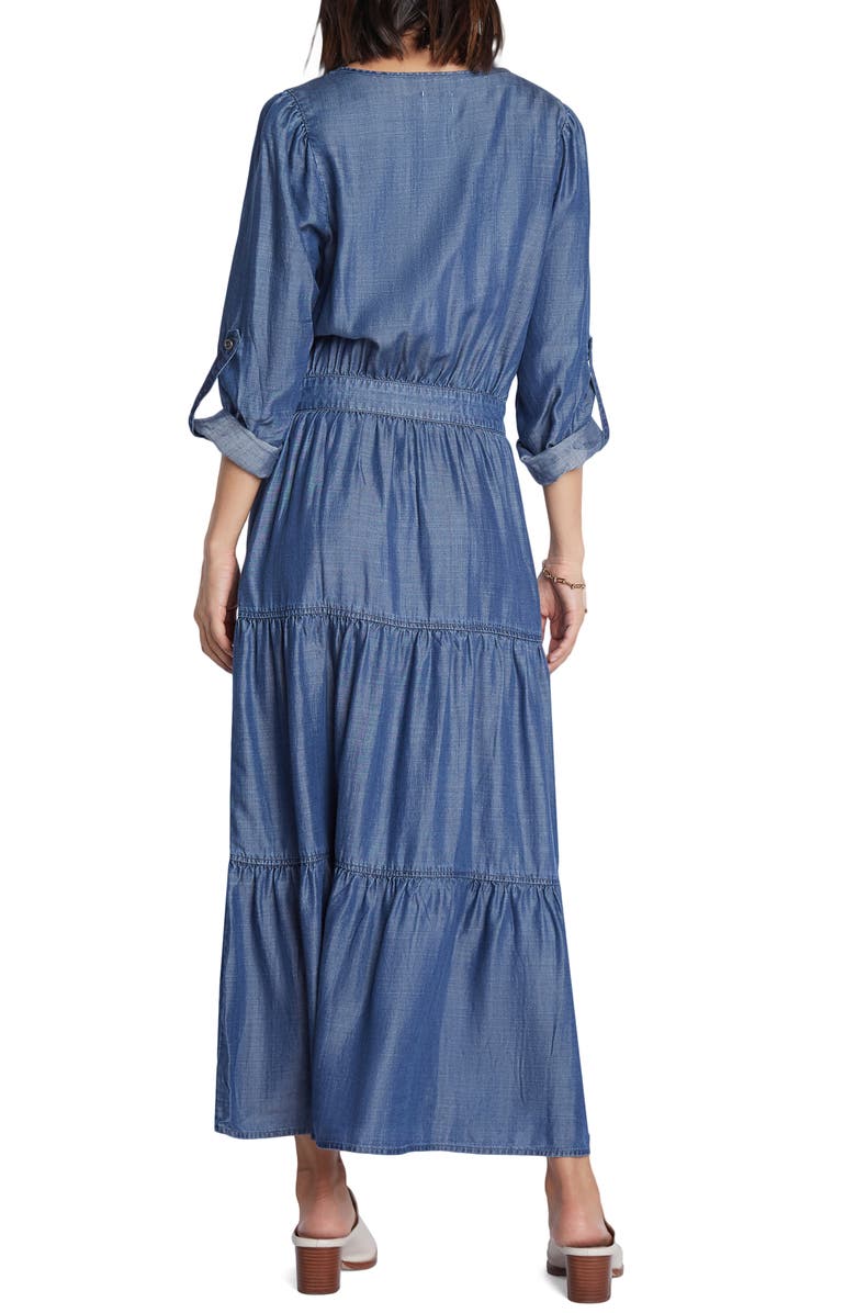 Wash Lab Denim Tiered Long Sleeve Denim Maxi Dress, Alternate, color,