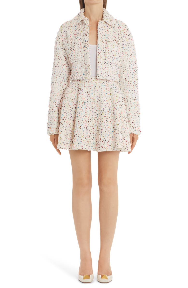 Valentino Tweed Pois Miniskirt, Alternate, color,