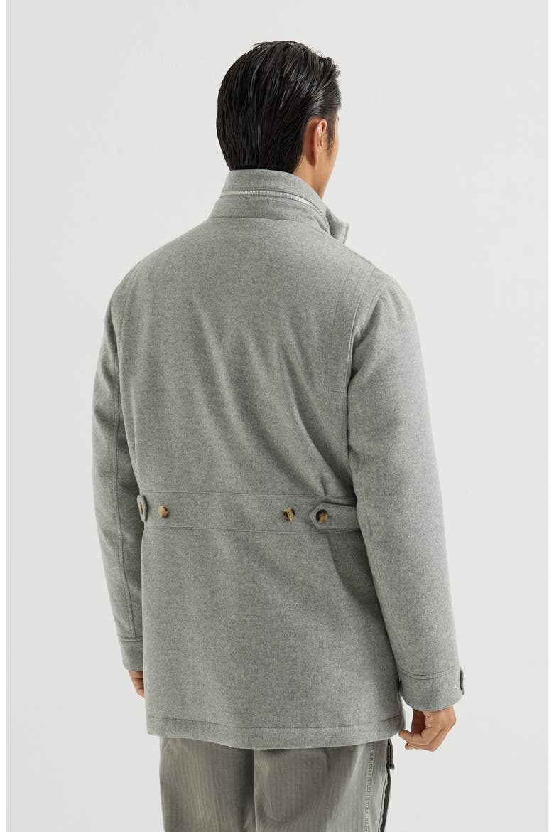 Bonded cashmere beaver cloth parka with Thermore® padding and packable hood, Alternate, color, Pearl Grey