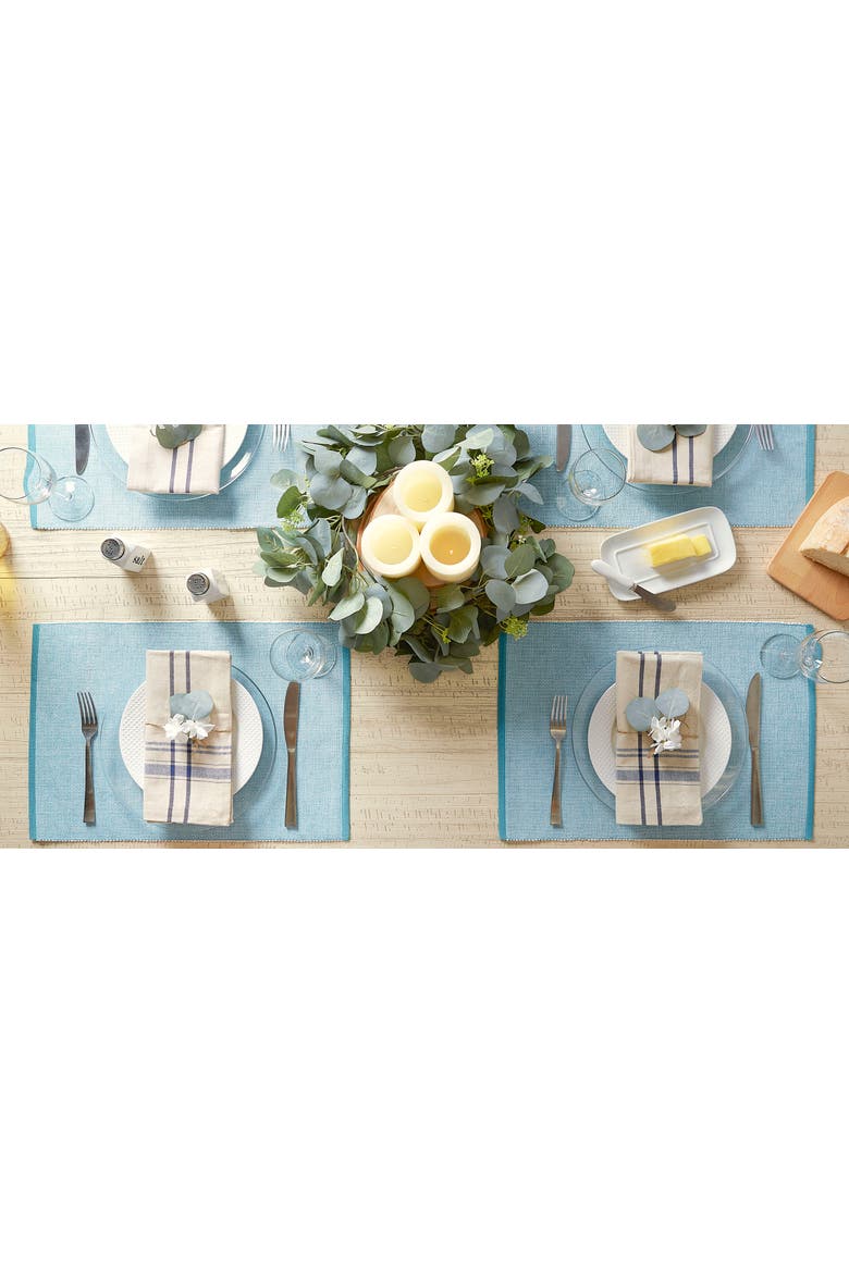 Chambray Fine Ribbed Placemat Set/6, Alternate, color, Storm Blue