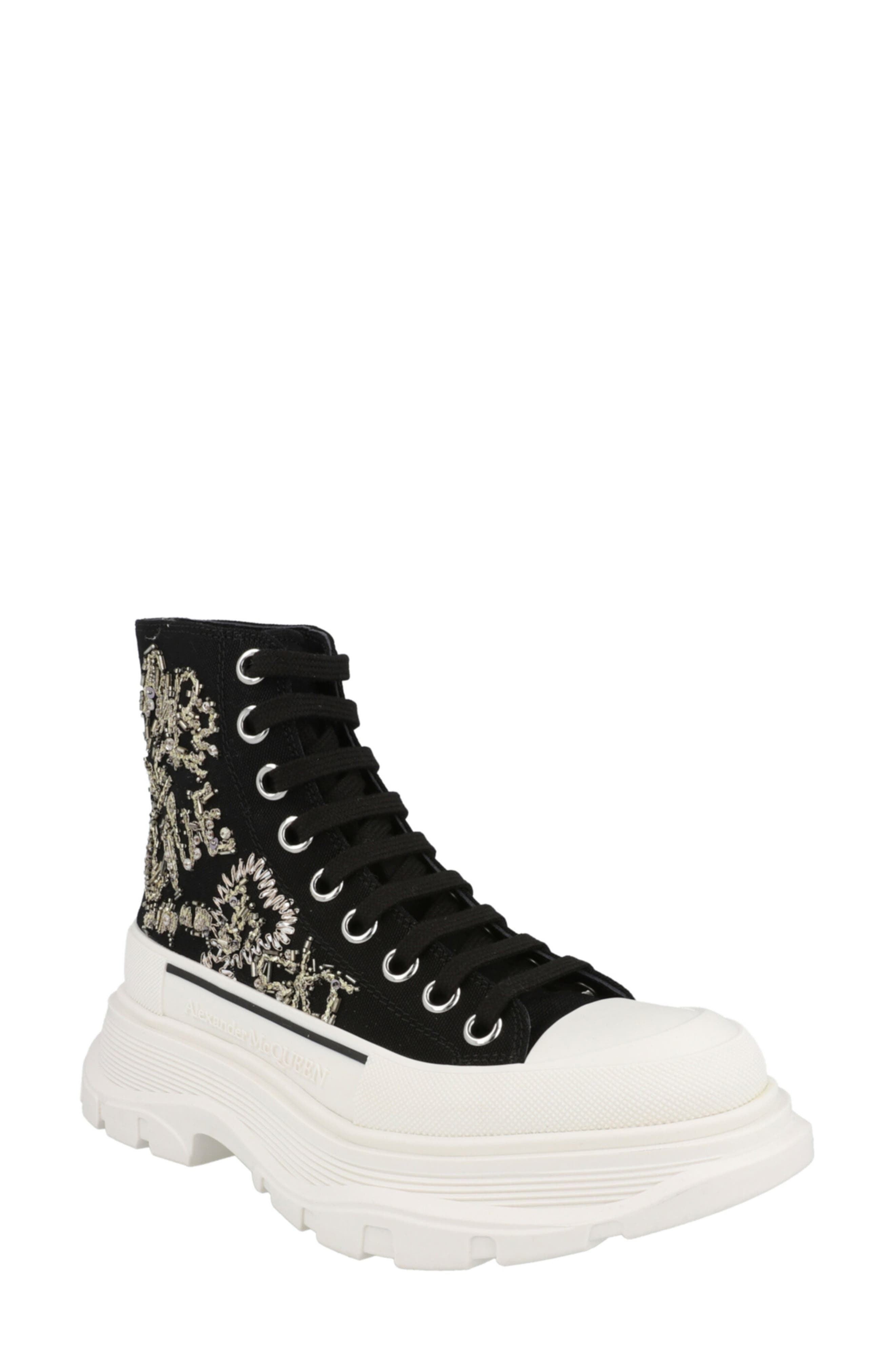 McQueen Crystal Embellished High Top Sneaker, Main, color, 