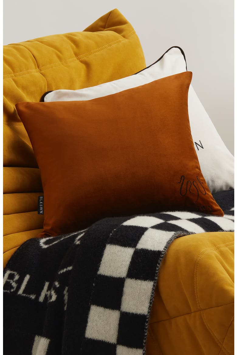 Bronze Velvet Logo Decorative Cushion, Alternate, color, Bronze