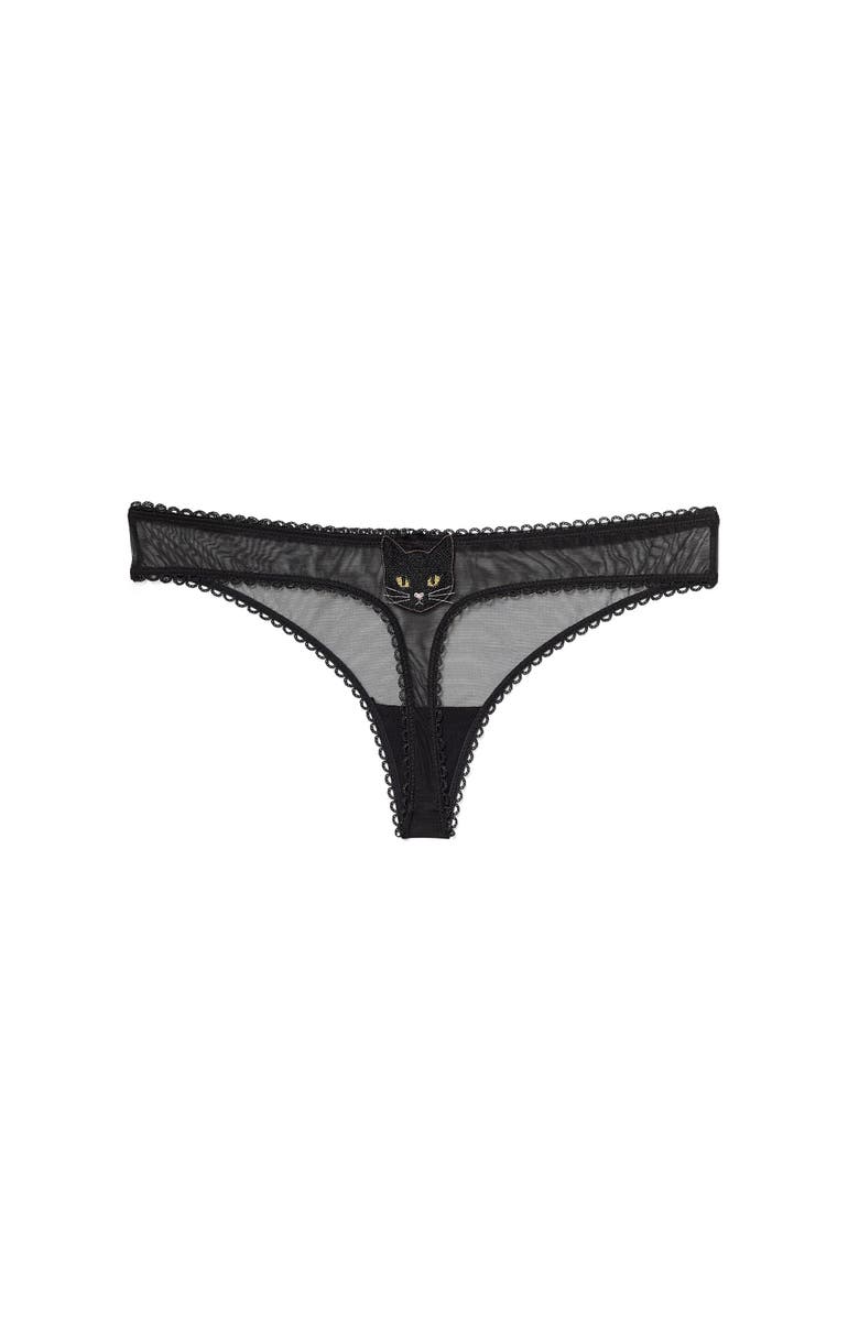 Adore Me Alyshia Thong Panties, Alternate, color, Black