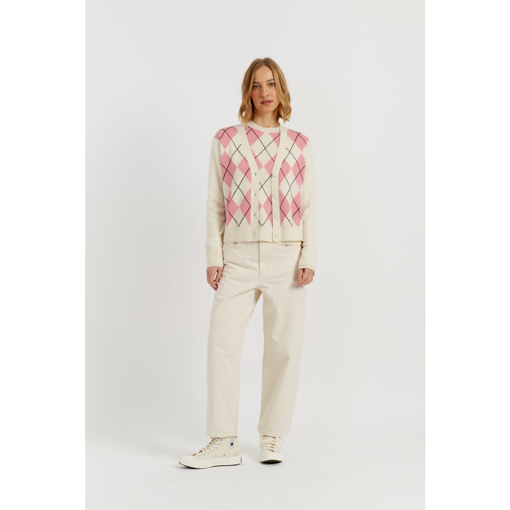 Chinti & Parker Wool-cashmere Diamond Cardigan In Salmon