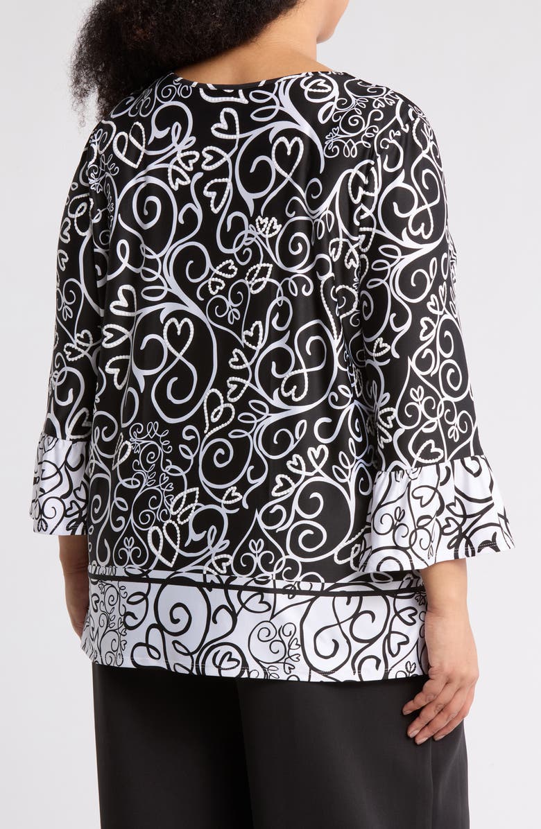 RUBY RD Puff Print Bell Sleeve Top, Alternate, color,