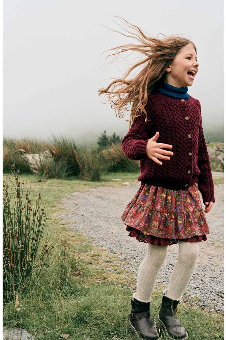 Kids' Floral Print Woven Skirt, Alternate, color, CHESTNUT FLOWER MEADOW