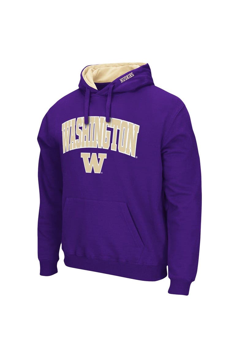 Men's Colosseum Purple Washington Huskies Arch & Logo 3.0 Pullover Hoodie, Alternate, color, Purple