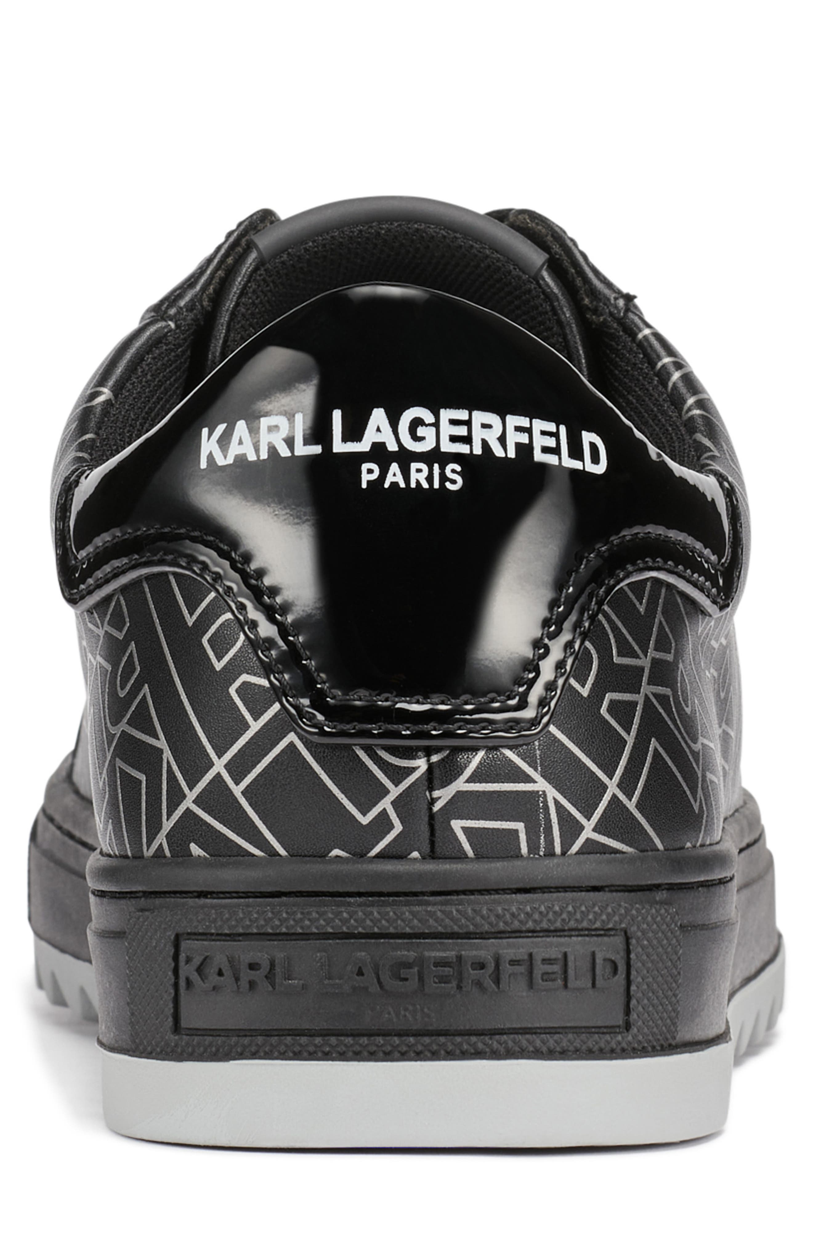 KARL LAGERFELD PARIS Logo Leather Sneaker, Alternate, color, Black