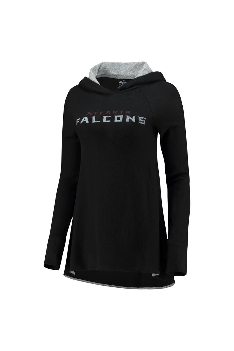 Women's Majestic Threads Black Atlanta Falcons Brushed Hacci 3/4-Sleeve Tri-Blend Raglan Pullover Hoodie, Alternate, color, Black