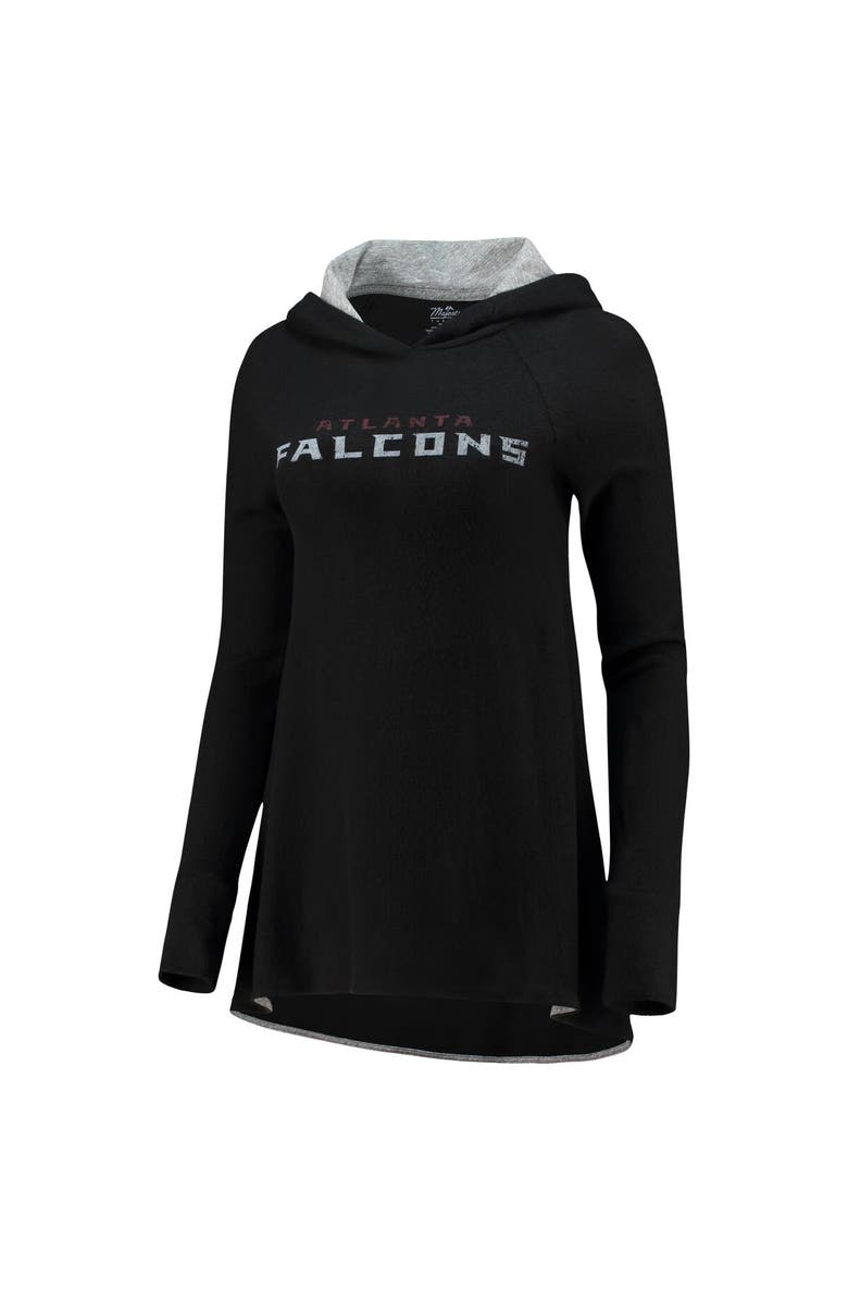 Majestic Threads Women's Majestic Threads Black Atlanta Falcons Brushed Hacci 3/4-Sleeve Tri-Blend Raglan Pullover Hoodie, Alternate, color,