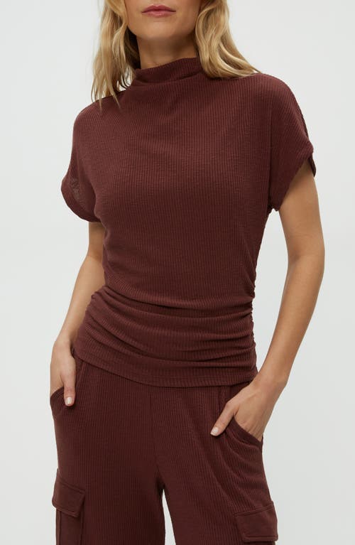 Michael Stars Lara Mock Neck Rib Sweater In Brown