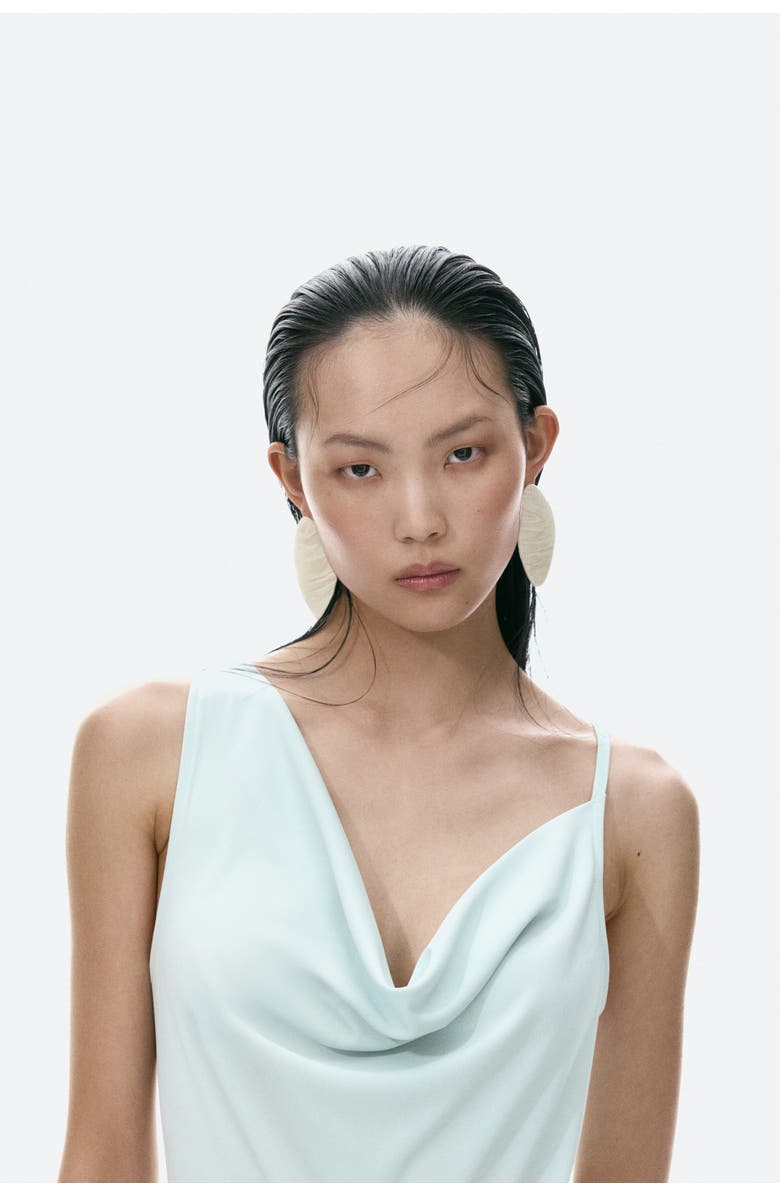 H&M Asymmetric Cowl-neck Dress, Alternate, color, Light Turquoise