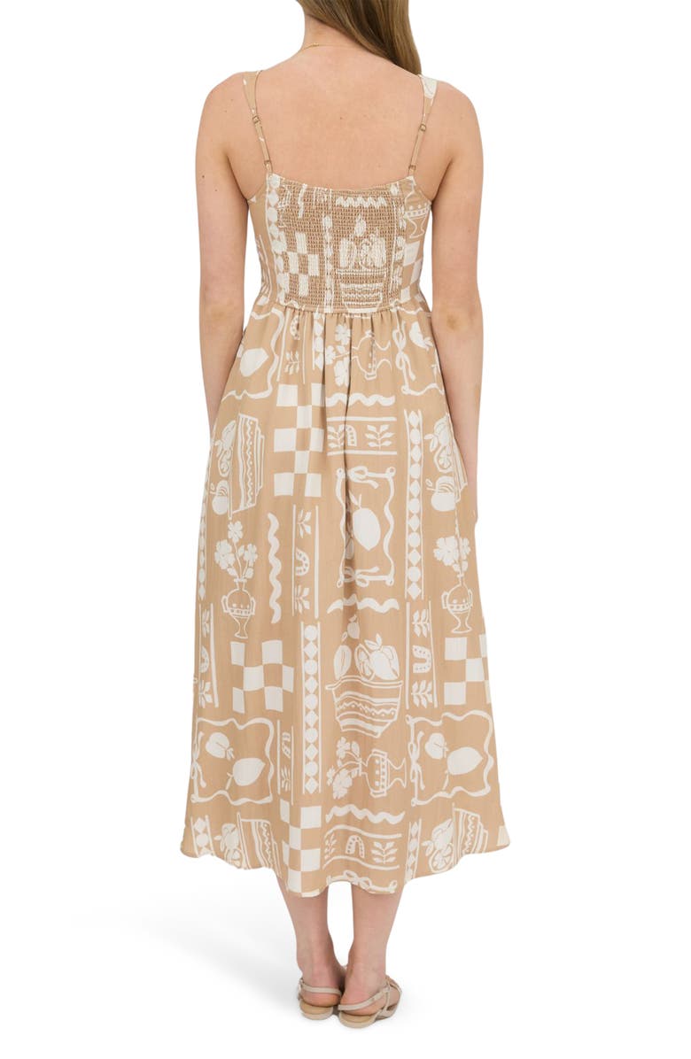 Blu Pepper Mixed Print Midi Sundress, Alternate, color, Khaki