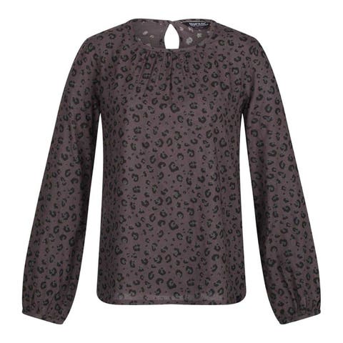 Hadria Leopard Print Keyhole Long-sleeved Blouse