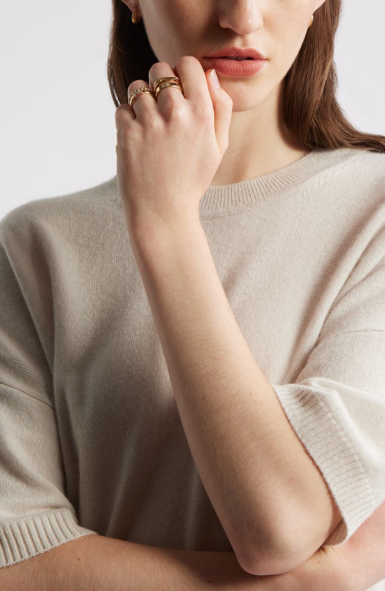 Nordstrom Set of 4 Stacking Rings, Alternate, color, Clear- Gold