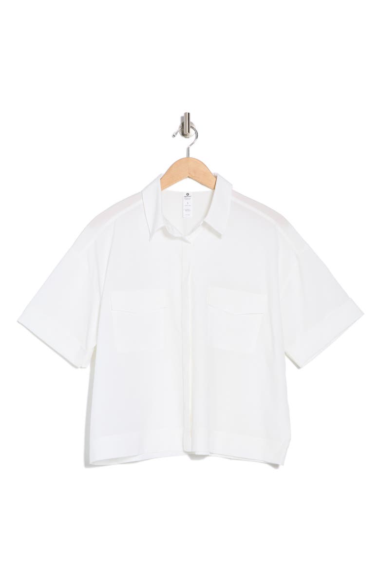 90 DEGREE BY REFLEX Lightstreme Metro Mode Short Sleeve Button-Up Shirt, Alternate, color, White