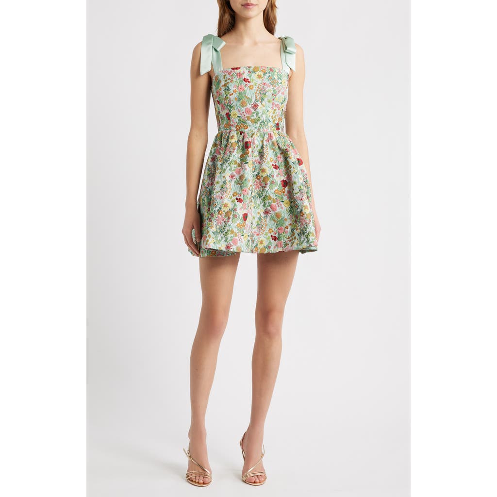 Lucy Paris Natalie Brocade Cocktail Minidress In Green