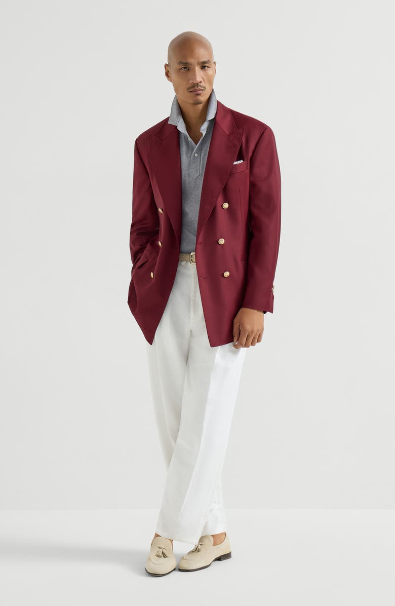 Brunello Cucinelli Polo with shirt collar, Alternate, color, Medium Grey