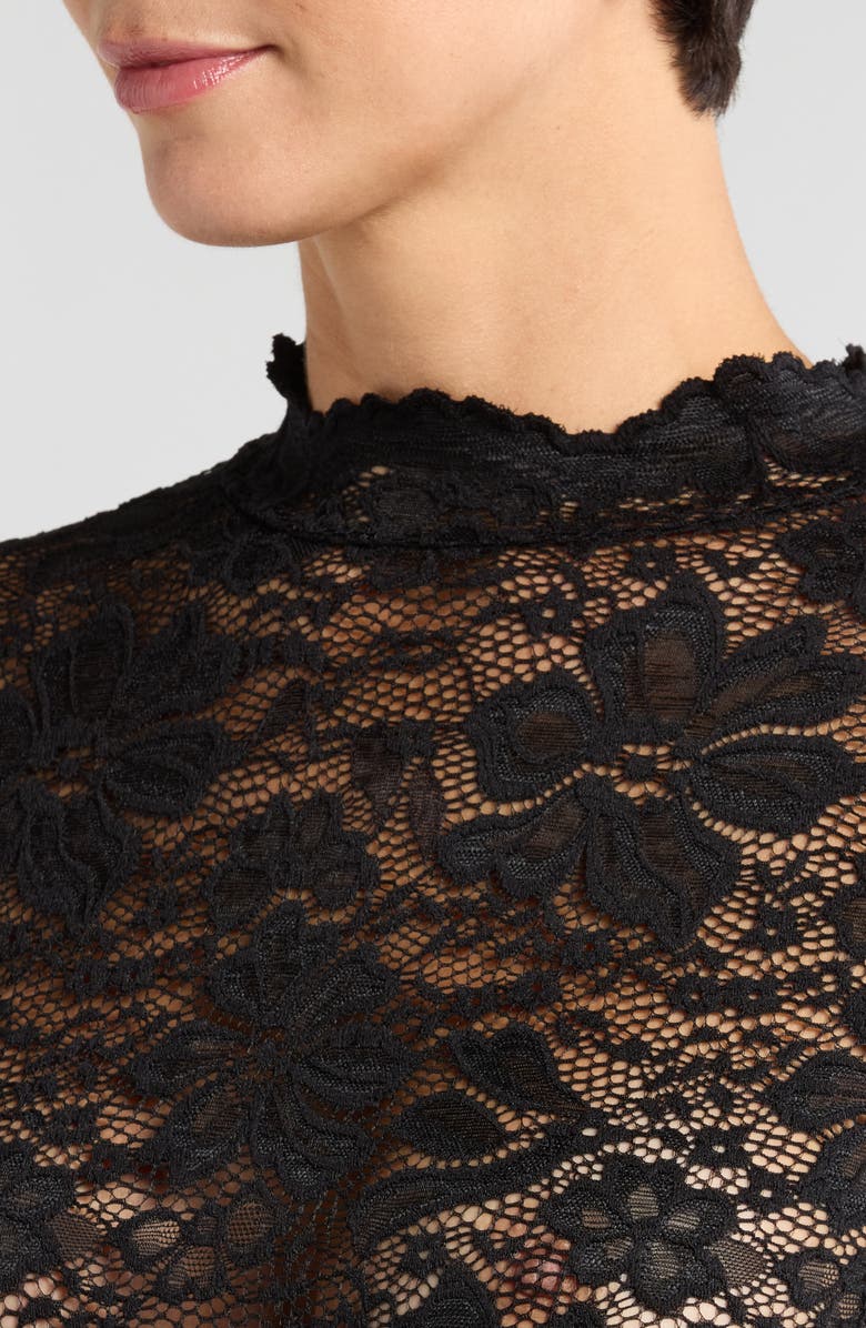 KILO BRAVA Long Sleeve Floral Lace Bodysuit, Alternate, color,