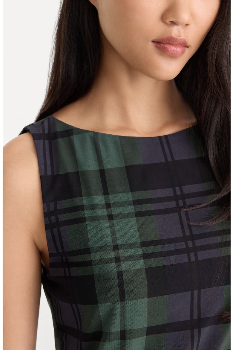 Mesh Plaid Minidress, Alternate, color, NAVY AND GREEN PLAID