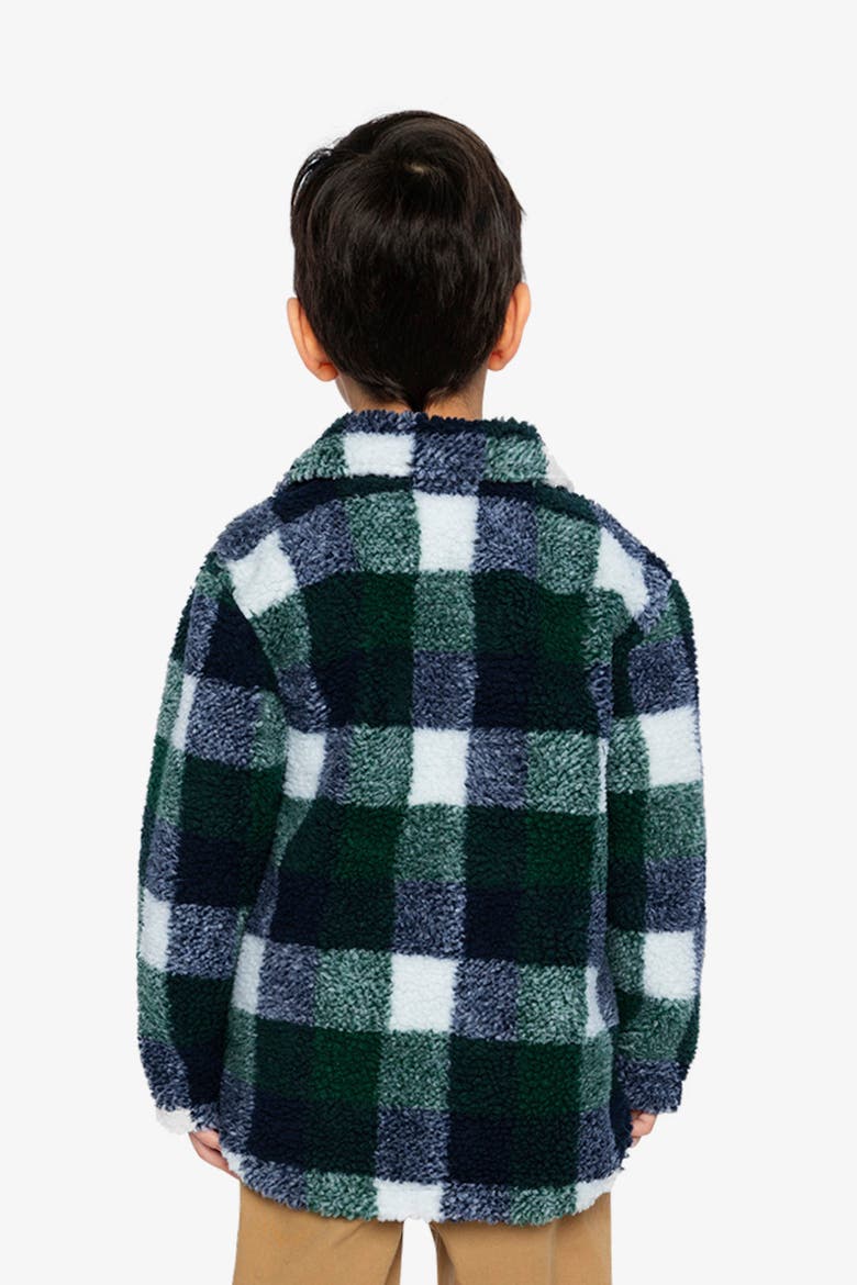 Zipped Fleece Check Chest Pocket Overshirt, Alternate, color, Blue and Green Checks