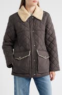 Sam Edelman Quilted Twill Jacket With Faux Shearling Collar