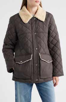 Sam Edelman Quilted Twill Jacket With Faux Shearling Collar