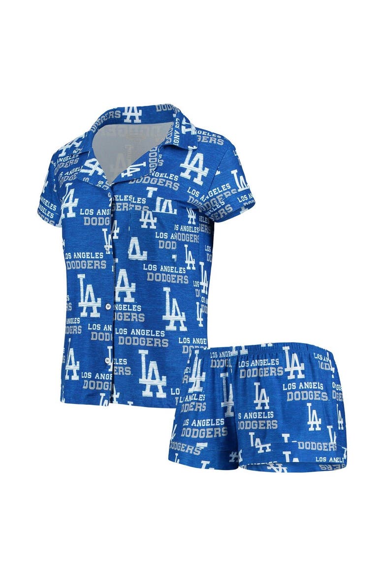 Women's Concepts Sport Royal Los Angeles Dodgers Zest Allover Print Button-Up Shirt & Shorts Sleep Set, Alternate, color, Royal
