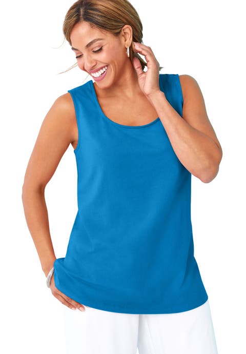 Stretch Cotton Horseshoe Neck Tank (Plus)