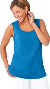 Jessica London Stretch Cotton Horseshoe Neck Tank