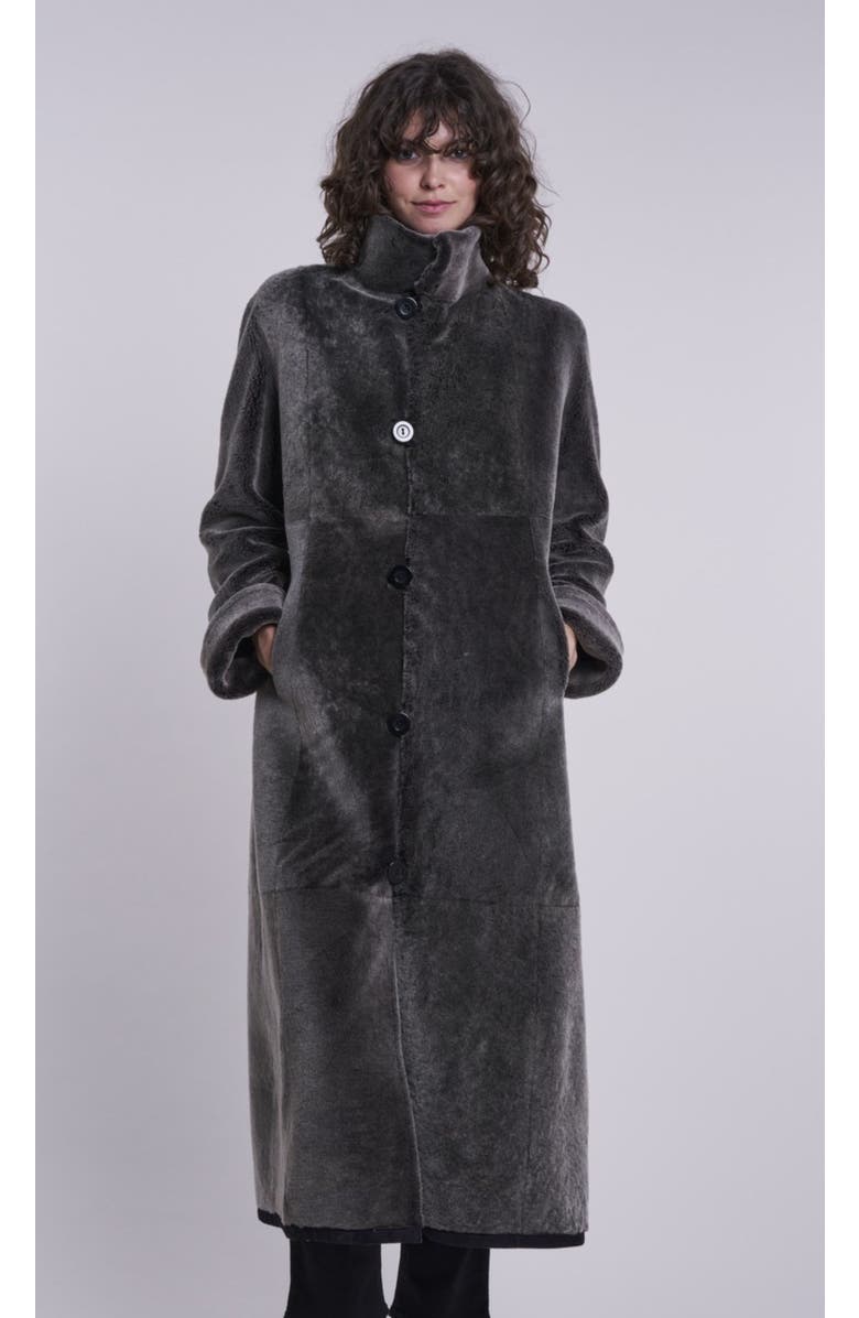 Blue Duck Spanish Merino Shearling Coat, Alternate, color, Black Snow