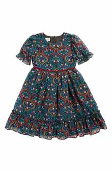 Pippa & Julie Kids' Susie Printed Ruffle Chiffon Party Dress
