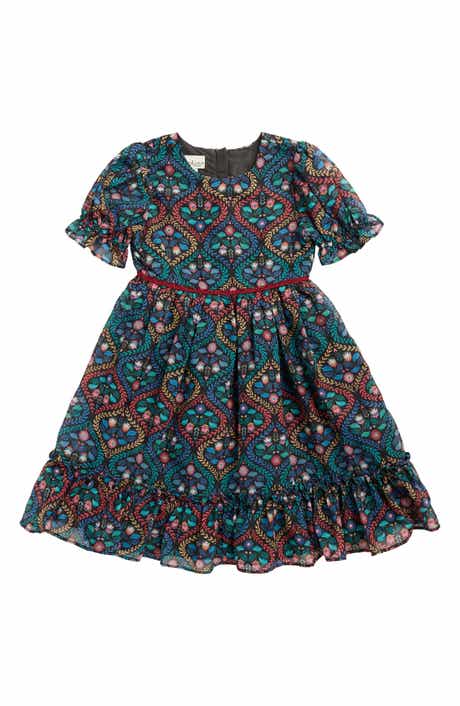 Pippa & Julie Kids' Susie Printed Ruffle Chiffon Party Dress