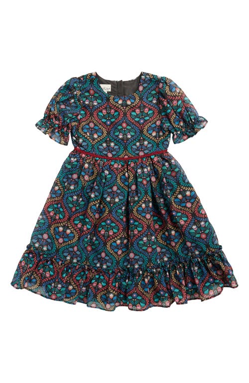 Pippa & Julie Kids' Susie Printed Ruffle Chiffon Party Dress In Multi