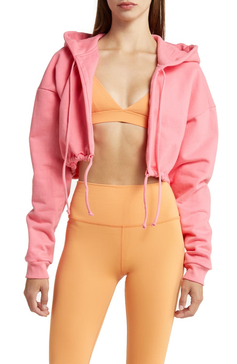Solely Fit Empowered Tie Front Crop Hoodie, Main, color, 