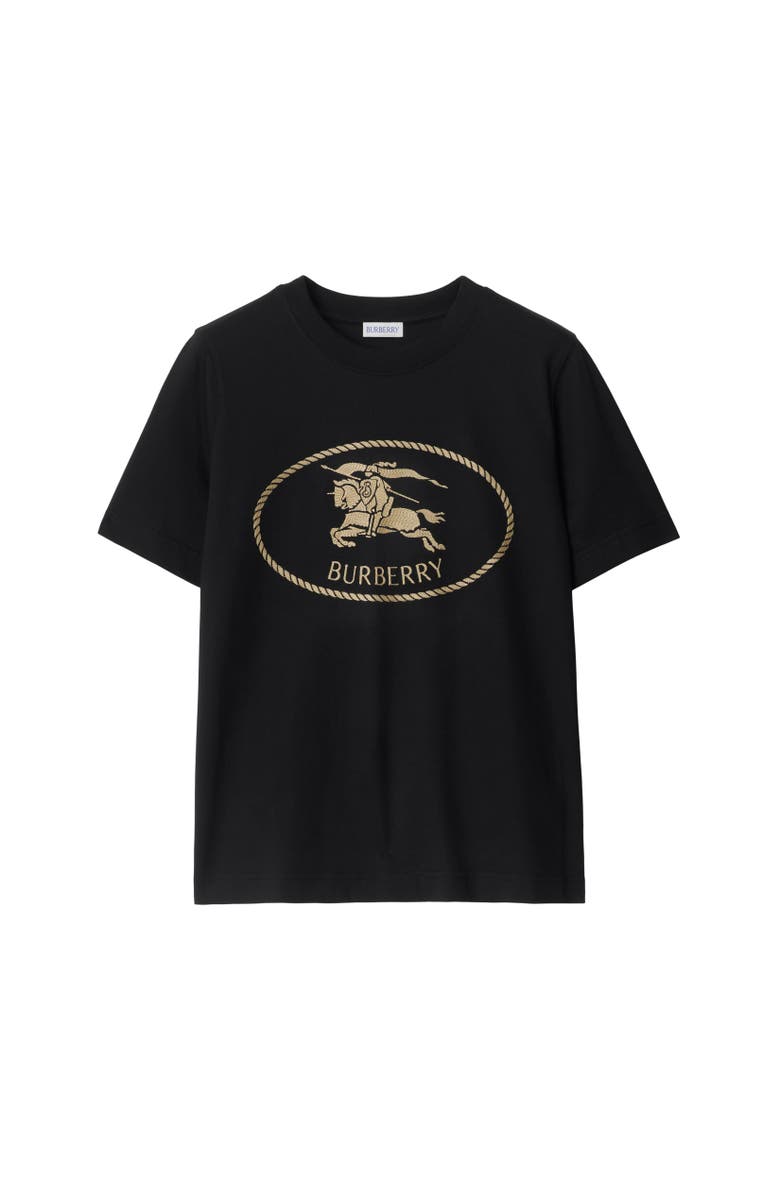 Burberry Knight Stamp Cotton T-shirt, Alternate, color, Black
