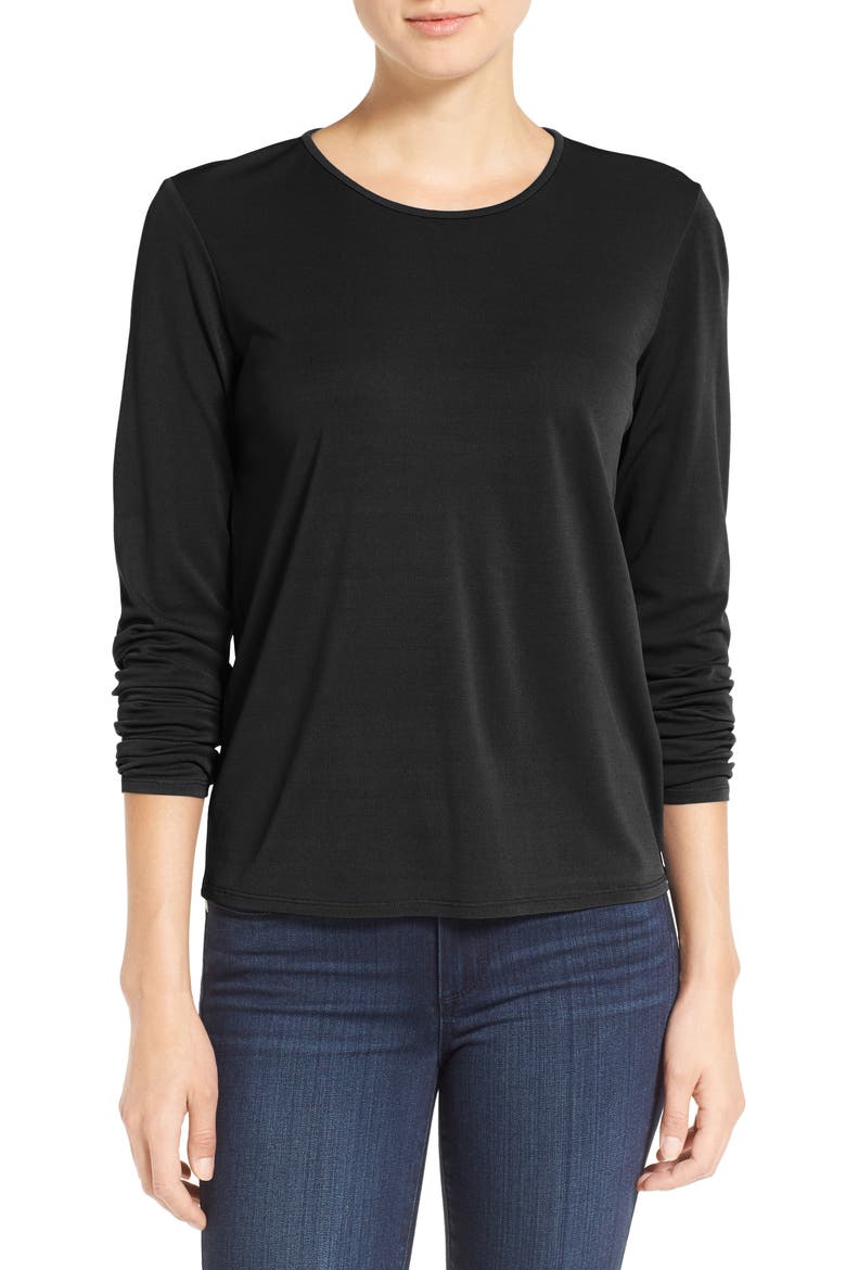 Silk Tee, Main, color, BLACK