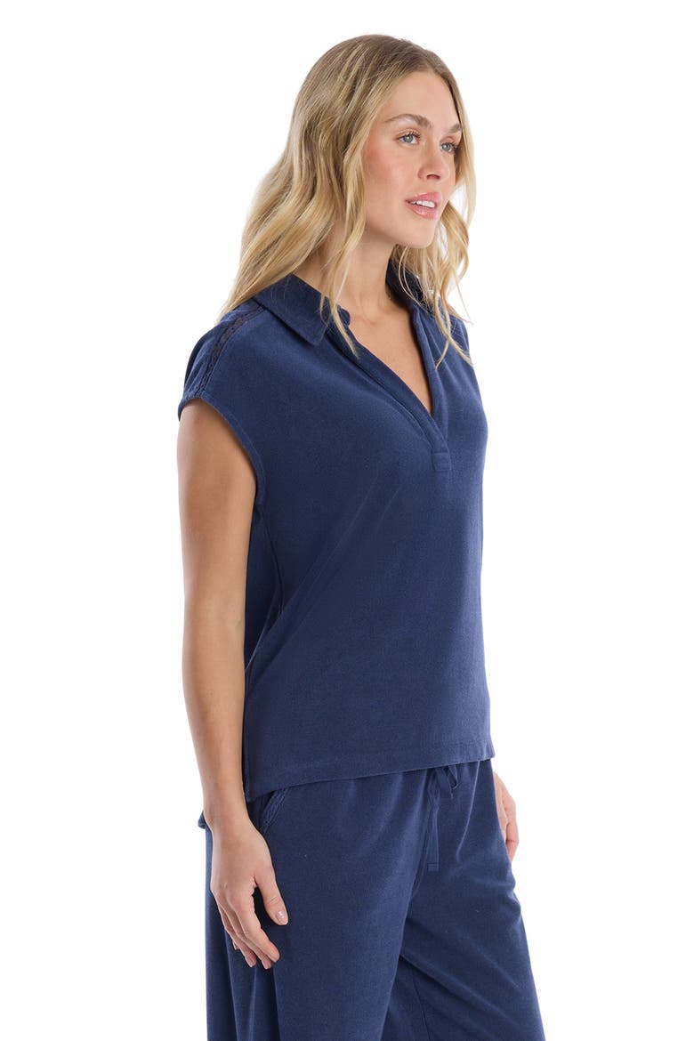 Crochet Trim Polo Top, Alternate, color, Naval Academy